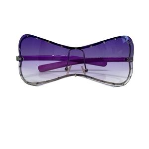 LANCASTER ITALY POLARIZED FULL RIM PURPLE BUTTERFLY SUNGLASSES W .28ct DIAMONDS